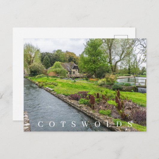 Briefkaart van uitzicht uit de bibury stream (Voorkant / Achterkant)