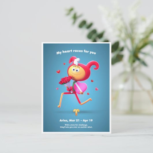 Briefkaart van valentijnse Aries (Staand voorkant)