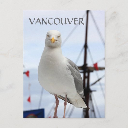 Briefkaart van Vancouver, Seagull en Boat (Voorkant)