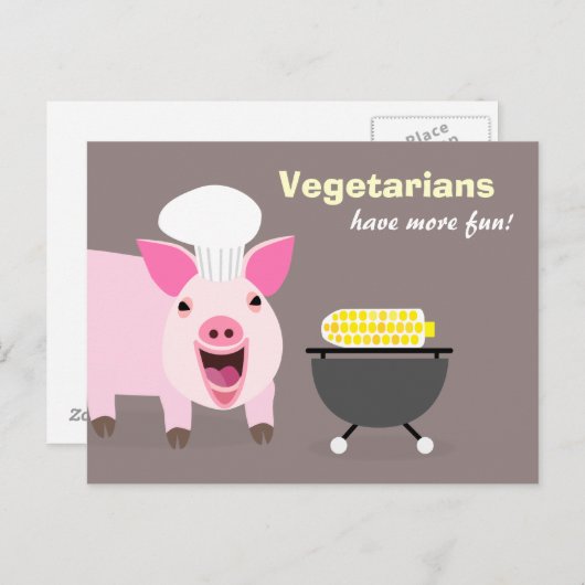 Briefkaart van vegetarische varkens (Voorkant / Achterkant)