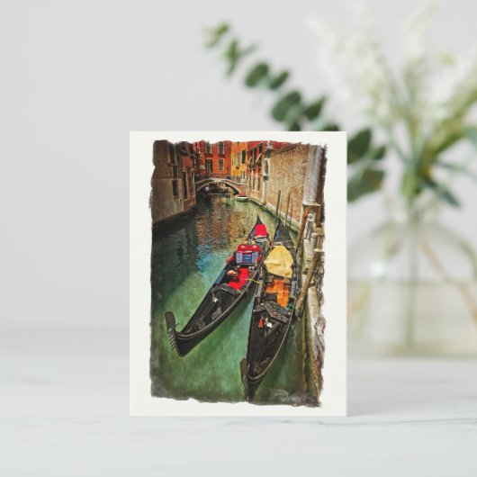 briefkaart van venetiaanse gondolas (Staand voorkant)