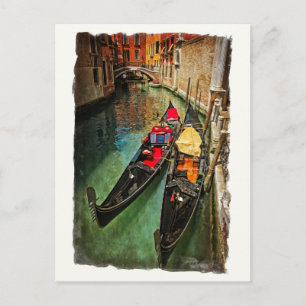 briefkaart van venetiaanse gondolas