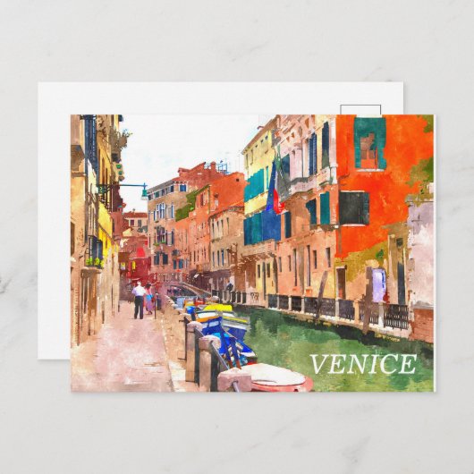 Briefkaart van Venetië-waterverf (Voorkant / Achterkant)