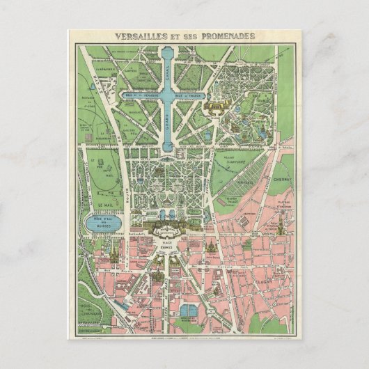  Briefkaart van Versailles Map (Voorkant)