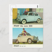 Briefkaart van Vintage-auto | Fiat 500 | Italië (Voorkant / Achterkant)
