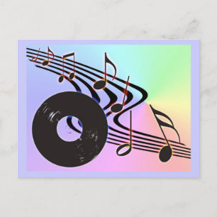 Briefkaart van vinylplaat en noten