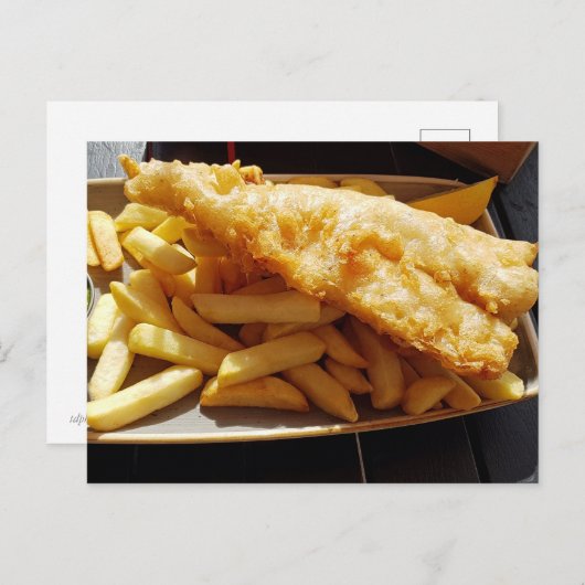 Briefkaart van vis en chips (Voorkant / Achterkant)