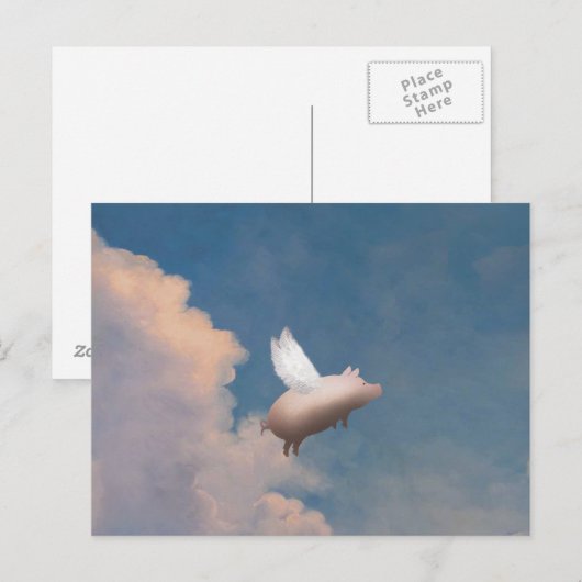 briefkaart van vliegende varkens (Voorkant / Achterkant)