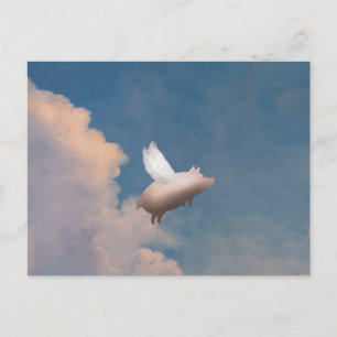 briefkaart van vliegende varkens