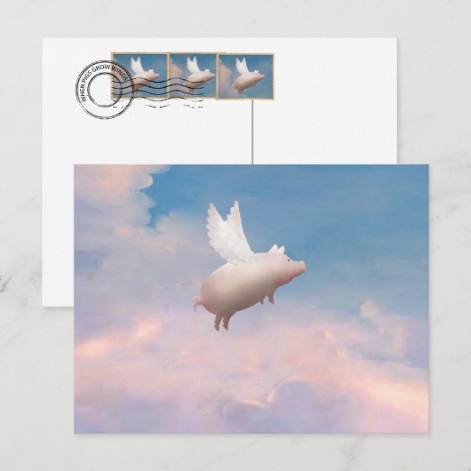 briefkaart van vliegende varkens (Voorkant / Achterkant)