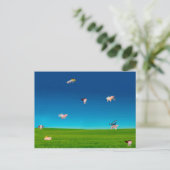 Briefkaart van vliegende varkens (Staand voorkant)
