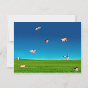 Briefkaart van vliegende varkens