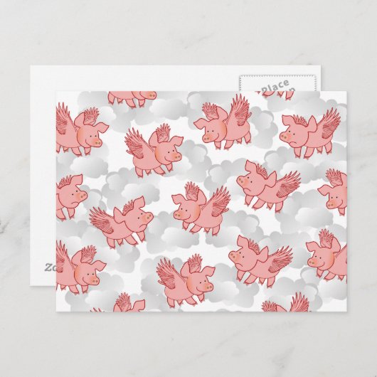 Briefkaart van vliegende varkens (Voorkant / Achterkant)