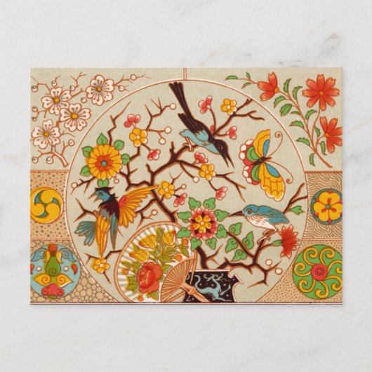 Briefkaart van vogels en vlinders (Voorkant)