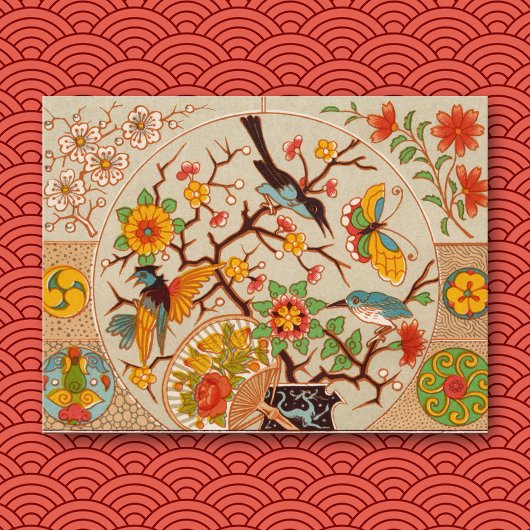 Briefkaart van vogels en vlinders