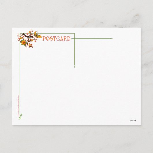 Briefkaart van vogels en vlinders (Achterkant)