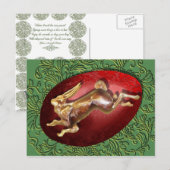 Briefkaart van voorjaarsharen rode eieren (Voorkant / Achterkant)