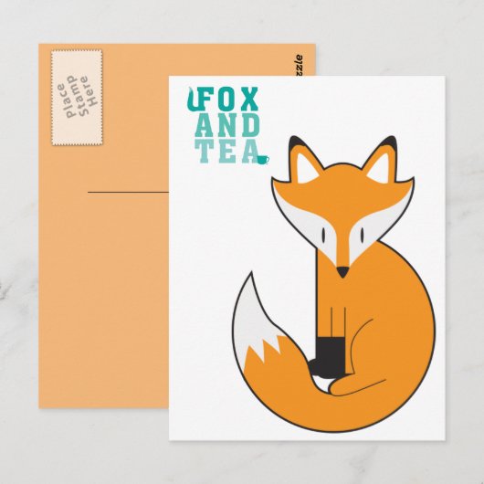 Briefkaart van vos en thee - N.1 (Voorkant / Achterkant)