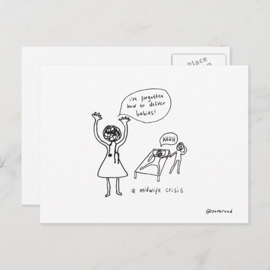 briefkaart van vroedvrouw (Voorkant / Achterkant)