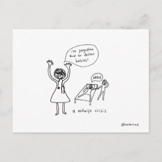 briefkaart van vroedvrouw