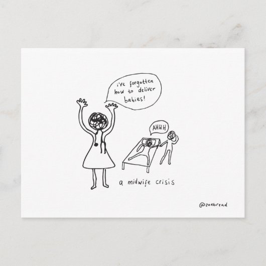 briefkaart van vroedvrouw (Voorkant)