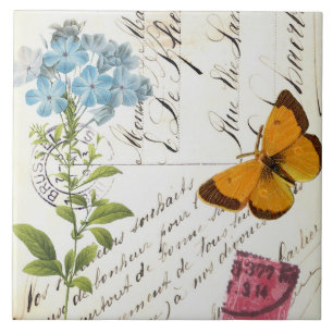 Briefkaart van vruchten en bloemen...tegel Tegeltje