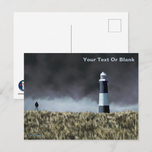 Briefkaart van vuurtoren met scheurpunt (Voorkant / Achterkant)