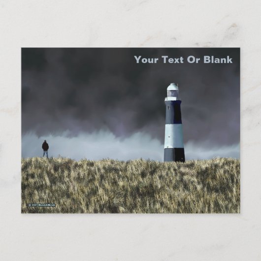 Briefkaart van vuurtoren met scheurpunt (Voorkant)