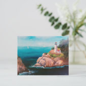 Briefkaart van vuurtoren voor schuitpunten (Staand voorkant)