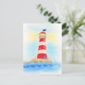 Briefkaart van vuurtoren voor witte waterverf (Staand voorkant)