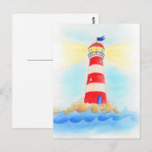 Briefkaart van vuurtoren voor witte waterverf (Voorkant / Achterkant)