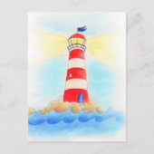 Briefkaart van vuurtoren voor witte waterverf (Voorkant)