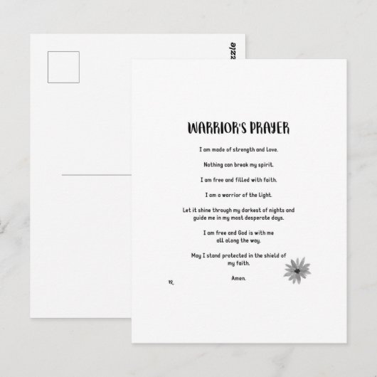 BRIEFKAART VAN WARRIOR (Voorkant / Achterkant)