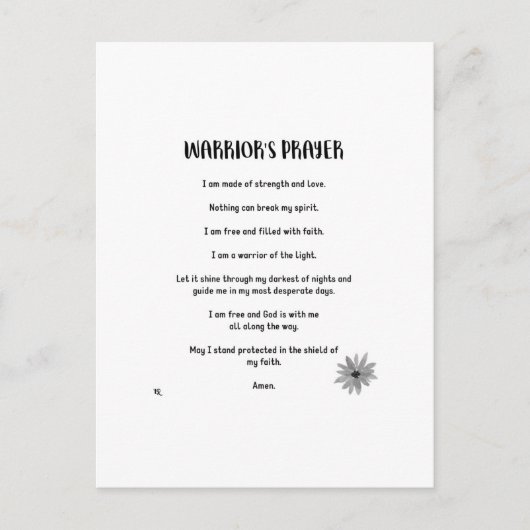 BRIEFKAART VAN WARRIOR (Voorkant)