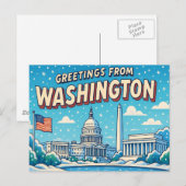 BRIEFKAART VAN WASHINGTON (Voorkant / Achterkant)
