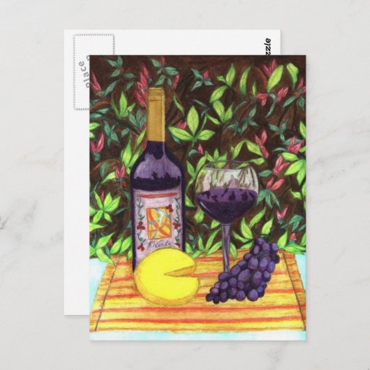 Briefkaart van wijn en kaas (Voorkant / Achterkant)