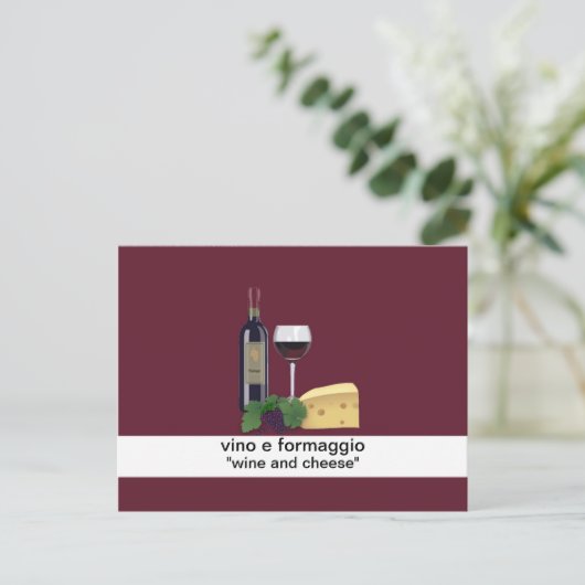 Briefkaart van wijn en kaas (Staand voorkant)
