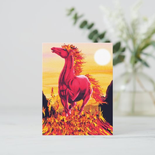 Briefkaart van wilde vuurpaarden (Staand voorkant)