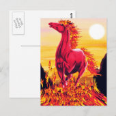 Briefkaart van wilde vuurpaarden (Voorkant / Achterkant)