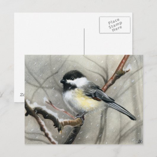 briefkaart van wintervogelkuikens (Voorkant / Achterkant)