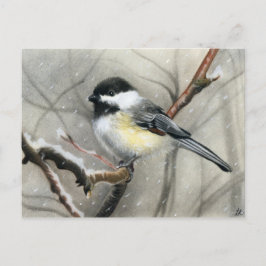 briefkaart van wintervogelkuikens
