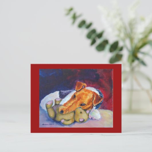 Briefkaart van Wire Fox Terrier (Staand voorkant)