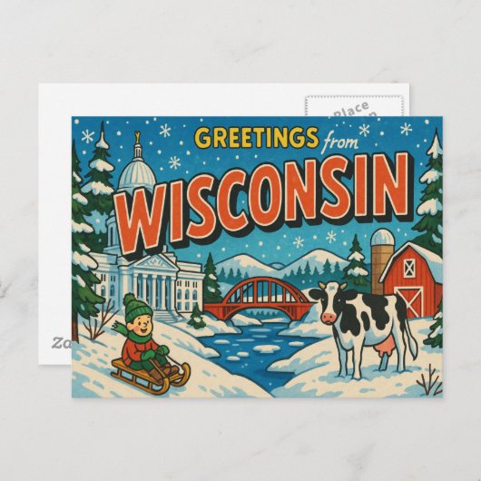 BRIEFKAART VAN WISCONSIN (Voorkant / Achterkant)