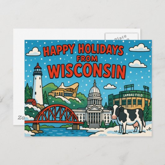 BRIEFKAART VAN WISCONSIN (Voorkant / Achterkant)