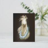 briefkaart van witte paardenportret (Staand voorkant)