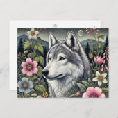 Briefkaart van Woodland Wolf | Majestic Forest Wol (Voorkant / Achterkant)
