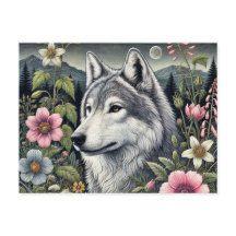 Briefkaart van Woodland Wolf | Majestic Forest Wol