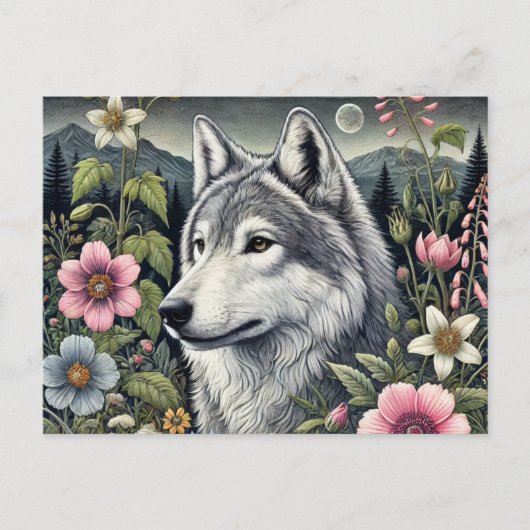 Briefkaart van Woodland Wolf | Majestic Forest Wol (Voorkant)