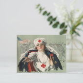 Briefkaart van WWII met American Red Cross Print (Staand voorkant)