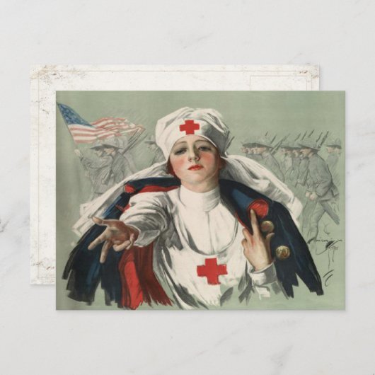 Briefkaart van WWII met American Red Cross Print (Voorkant / Achterkant)